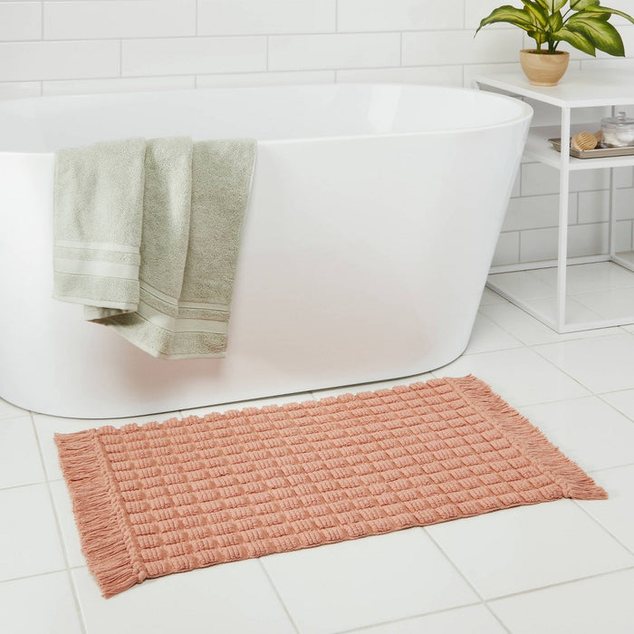 20"x32" Square Tufted Bath Rug Clay Pink - Threshold