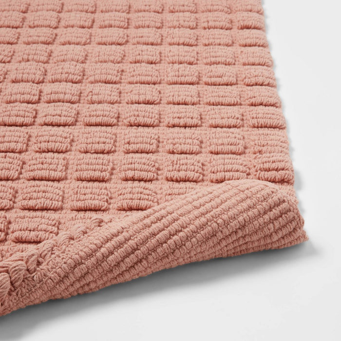 20"x32" Square Tufted Bath Rug Clay Pink - Threshold