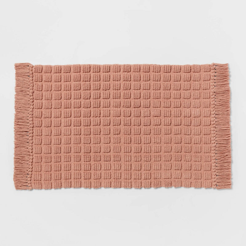20"x32" Square Tufted Bath Rug Clay Pink - Threshold