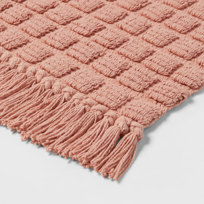 20"x32" Square Tufted Bath Rug Clay Pink - Threshold