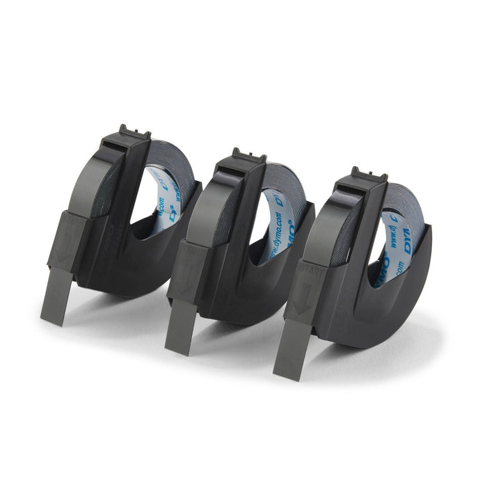 DYMO 3pk Embossed Label Maker Tape Cartridges - Black Plastic