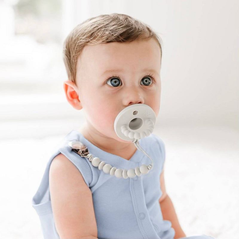 Ryan & Rose Neutral Round Pacifier - Gray and White - 2pk