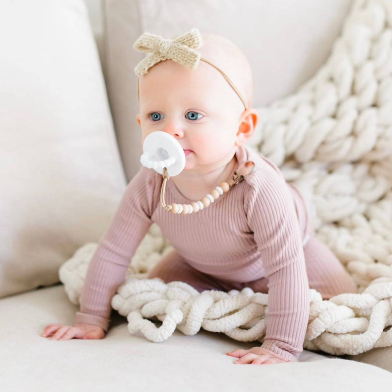 Ryan & Rose Neutral Round Pacifier - Gray and White - 2pk