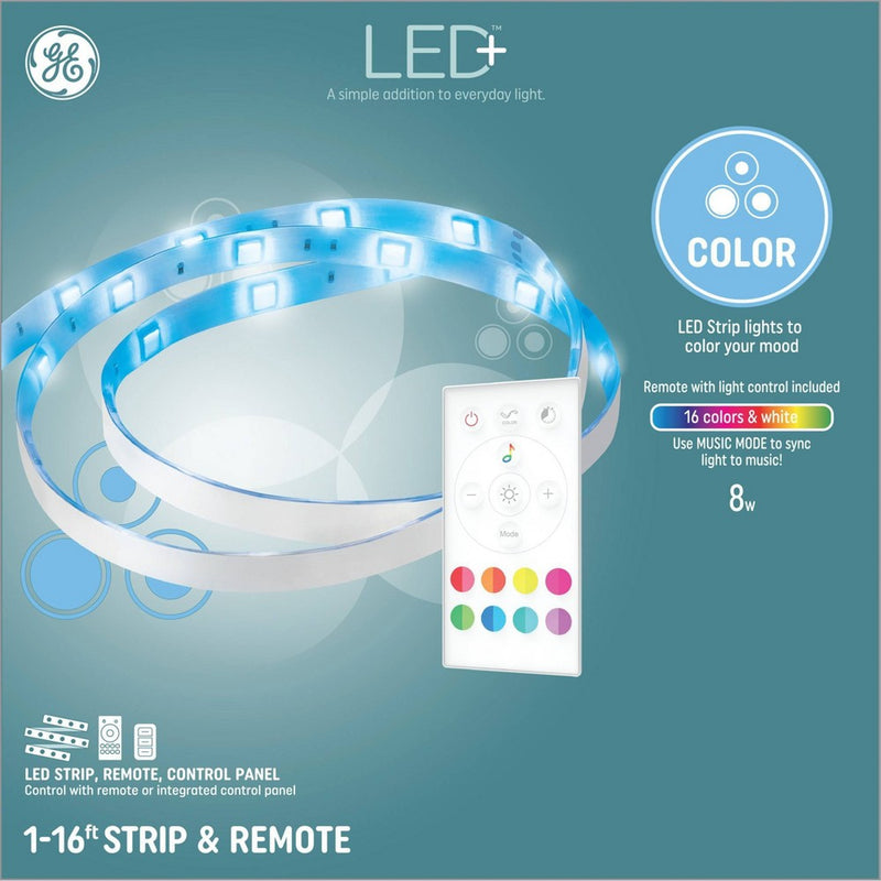 GE 16ft Remote and Control Panel Included LED+ Color Changing Light Strip