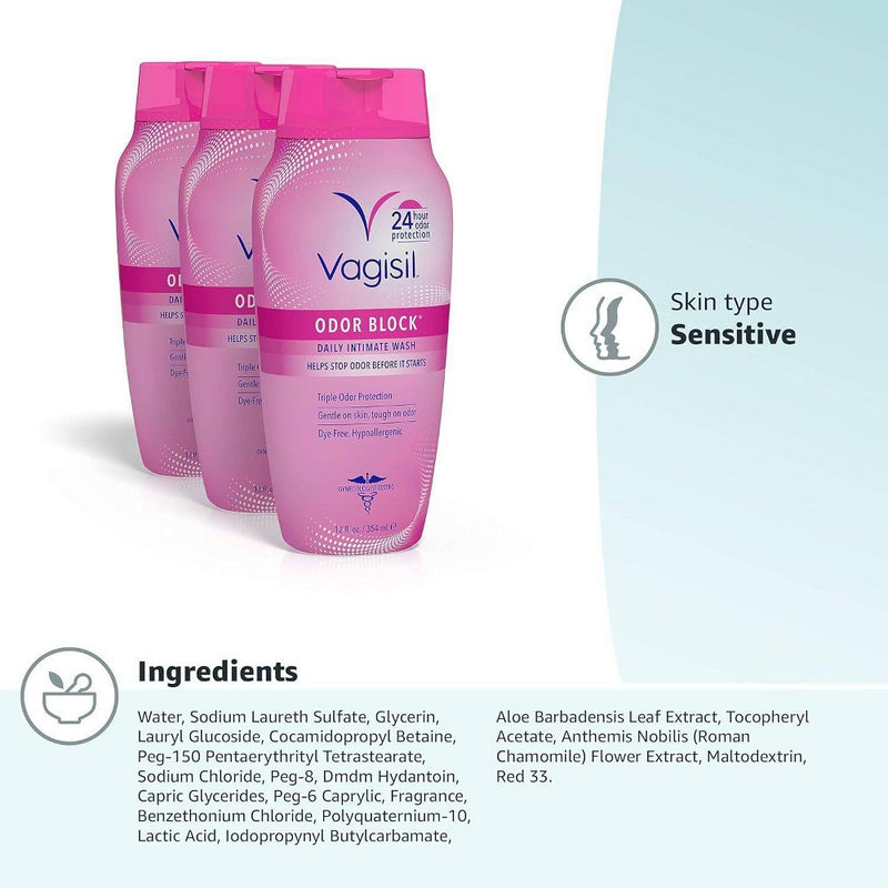 Vagisil Odor Block Daily Intimate Feminine Wash for Women - 3pk/36 fl oz