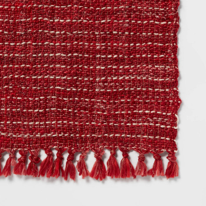 72" x 14" Textured Table Runner Red - Threshold