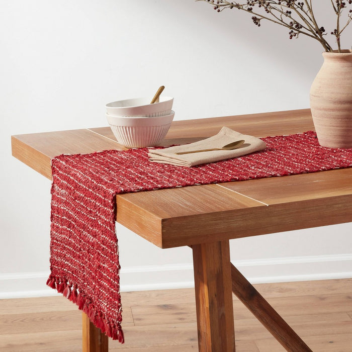 72" x 14" Textured Table Runner Red - Threshold