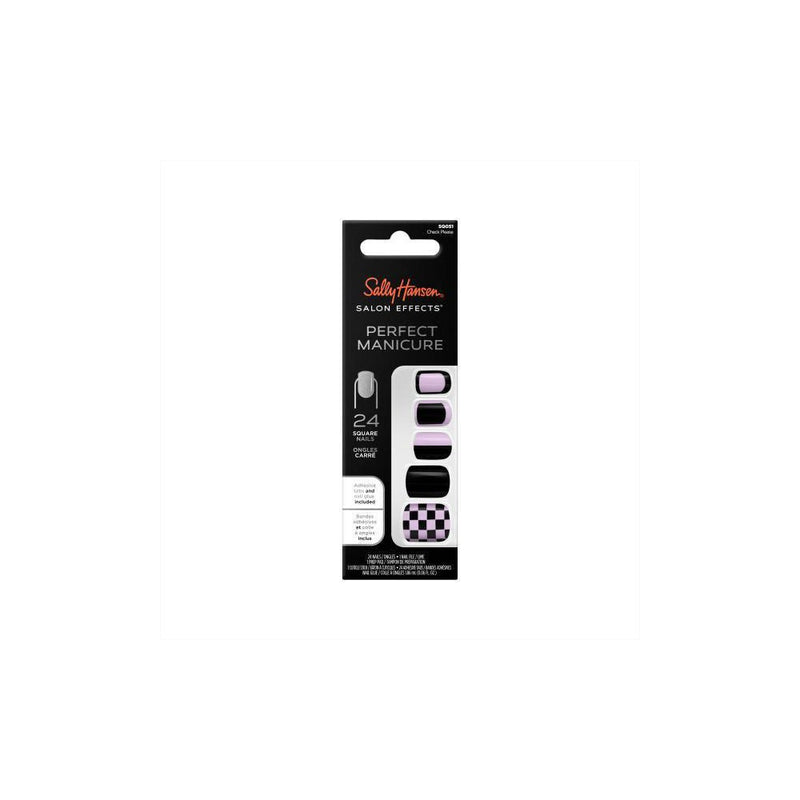 Sally Hansen Salon Effects Perfect Manicure Press on Nails Kit - Square - Check Please - 24ct