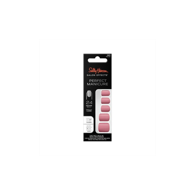 Sally Hansen Salon Effects Perfect Manicure Press on Nails Kit - Square - Pink Clay - 24ct