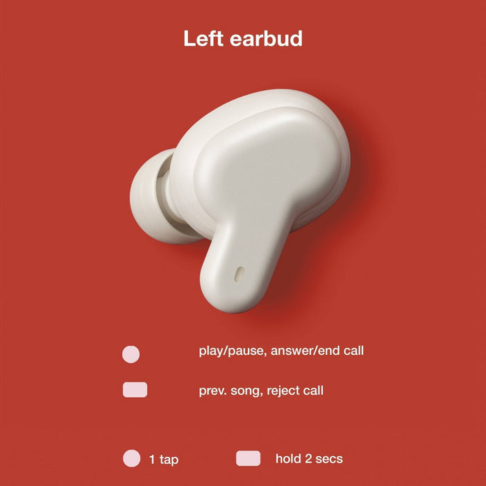 Active Noise Canceling True Wireless Bluetooth Earbuds - heyday Stone White