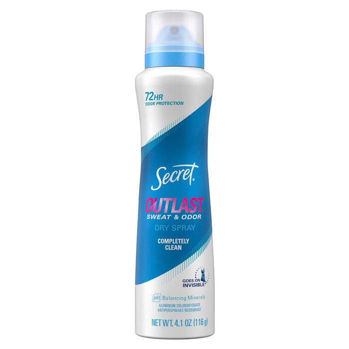 Secret Outlast Dry Spray Antiperspirant Deodorant for Women - Completely Clean - 4.1oz