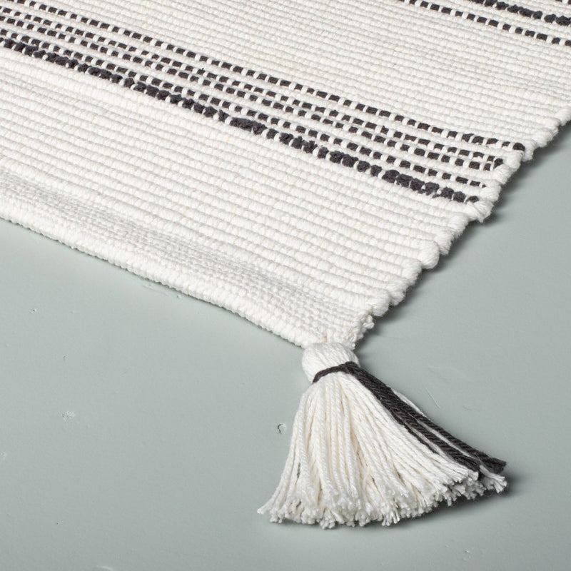 Tonal Stripes Bath Rug Sour Cream/Railroad Gray - Hearth & Hand with Magnolia