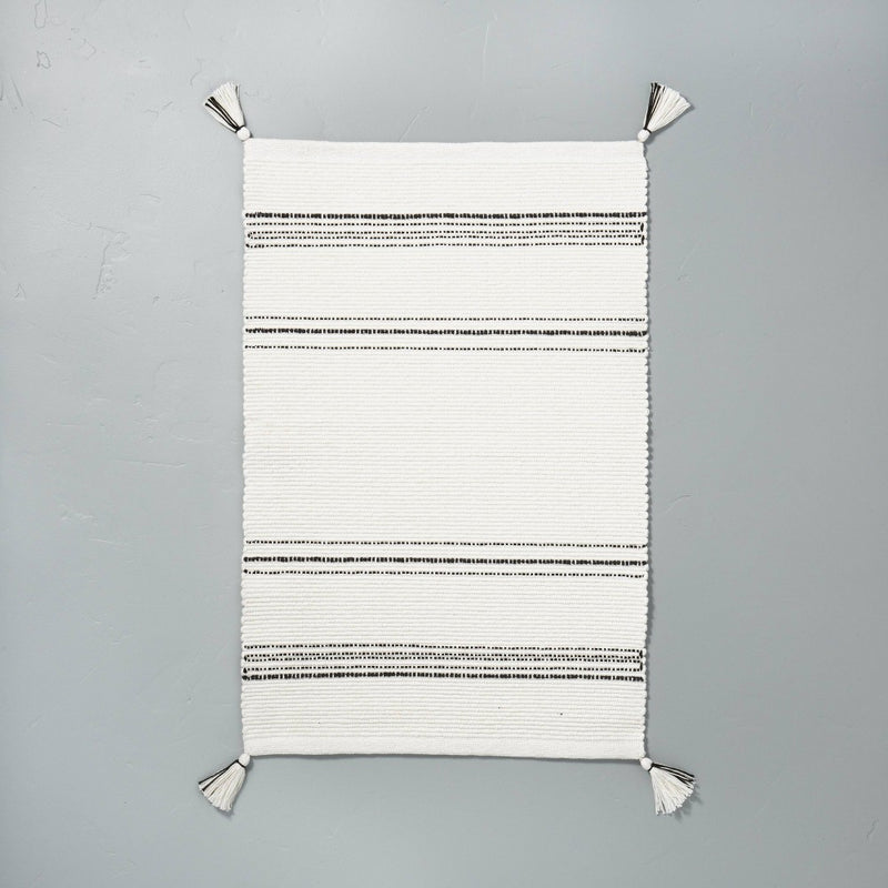 Tonal Stripes Bath Rug Sour Cream/Railroad Gray - Hearth & Hand with Magnolia