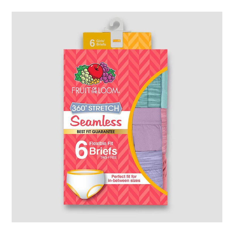 Fruit of the Loom Girls' 6pk Seamless Briefs - Colors May Vary 10-12