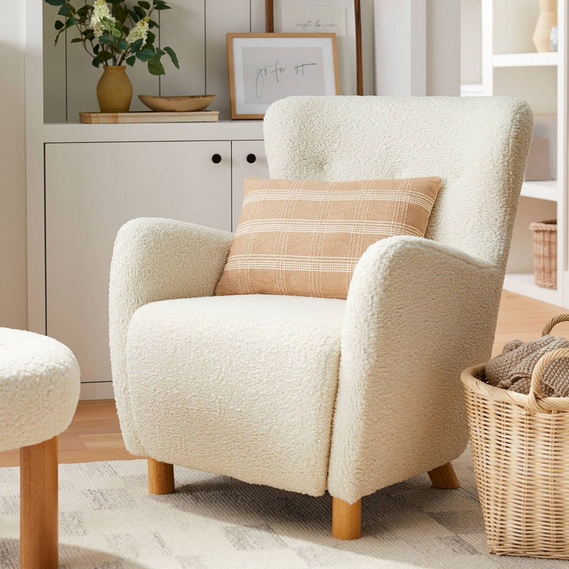 Woven Plaid Lumbar Throw Pillow with Tassel Zipper Camel/Cream -Threshold designed with Studio McGee