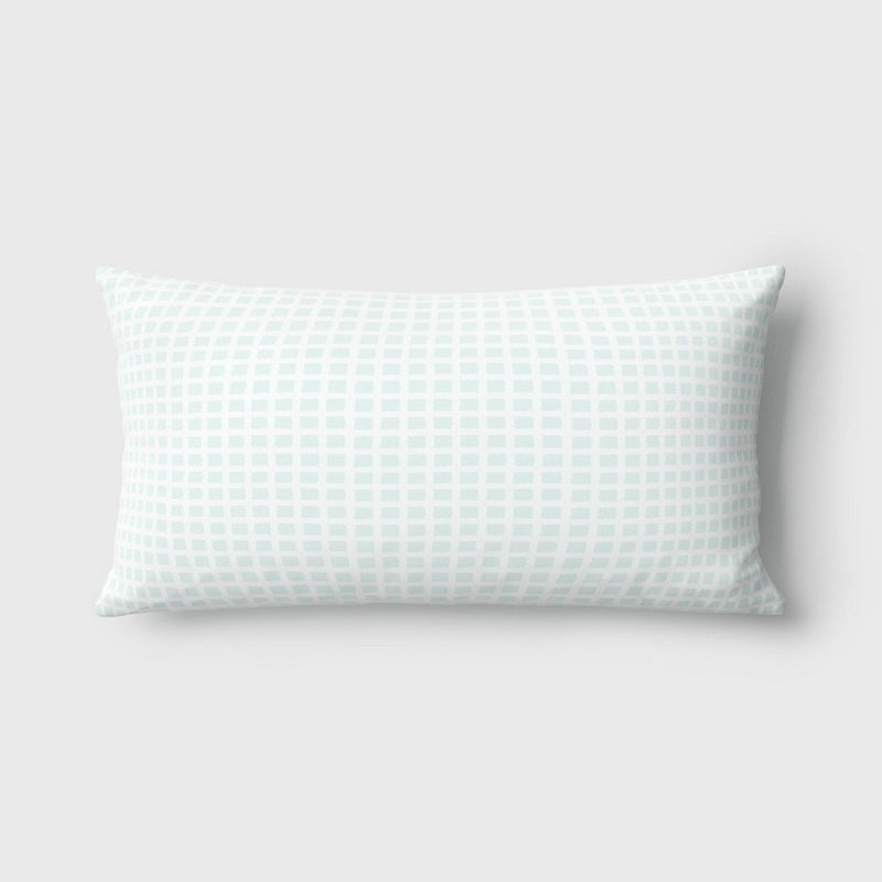 10"x17" Micro Grid Rectangular Outdoor Lumbar Pillow Mint Green - Room Essentials