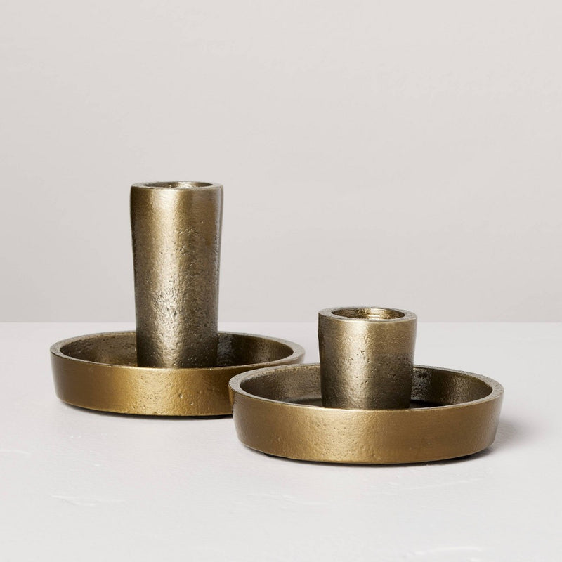 Medium Single Taper Metal Candle Holder Brass Finish - Hearth & Hand with Magnolia