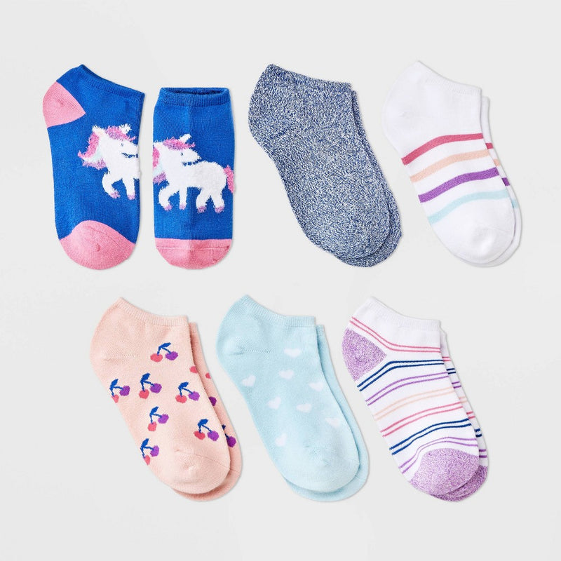 Girls' 6pk 'Unicorn' Super Soft No Show Socks - Cat & Jack M