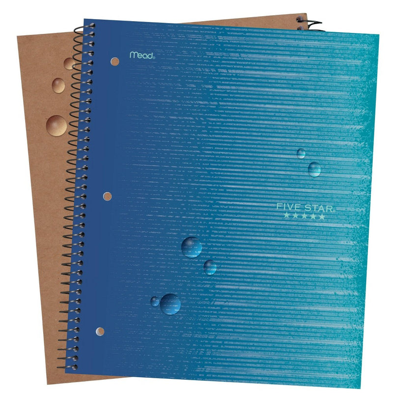Five Star 1 Subject Wide Ruled Spiral Notebook Blue