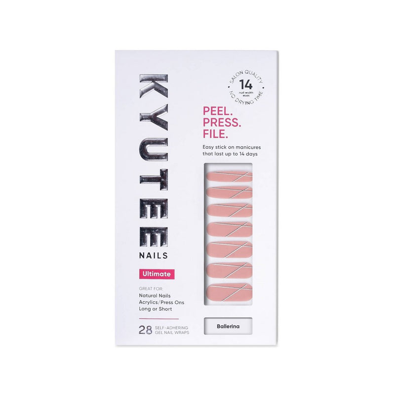 Kyutee Nails Peel. Press. File. Instant Gel Polish Manicure - Ballerina - 28pc