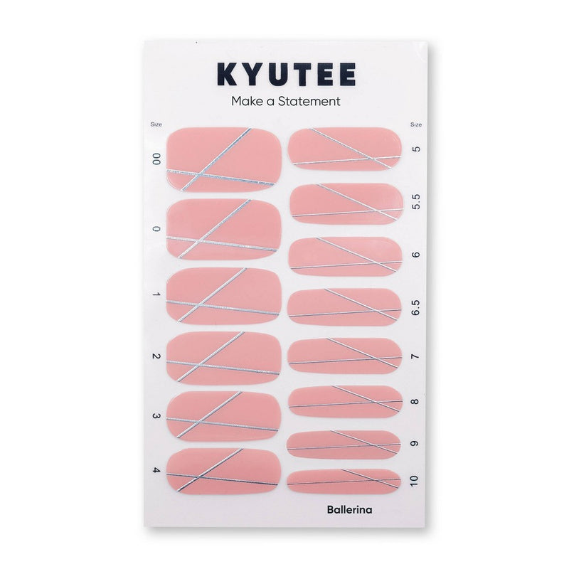 Kyutee Nails Peel. Press. File. Instant Gel Polish Manicure - Ballerina - 28pc