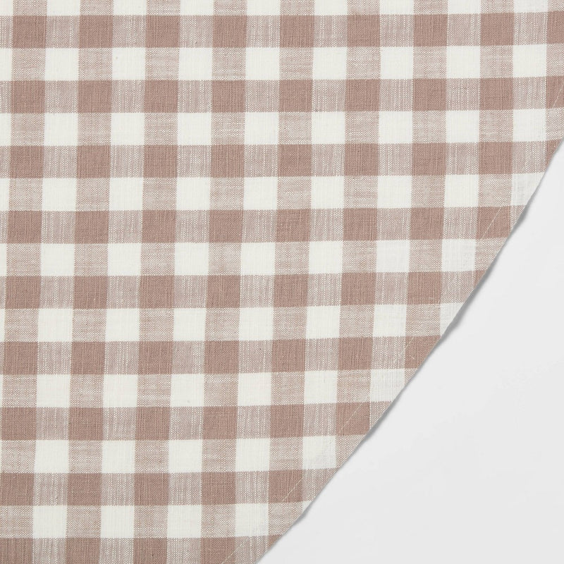 70" Cotton Gingham Round Tablecloth Taupe - Threshold
