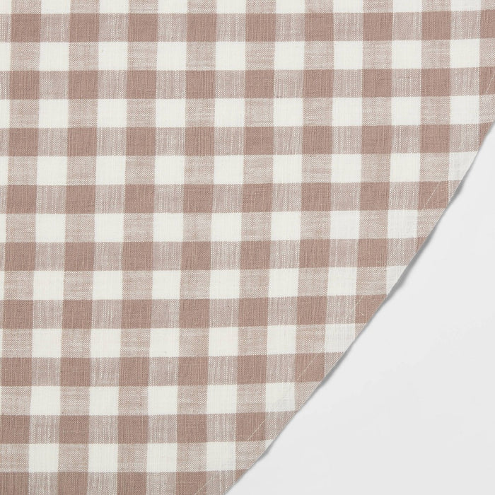 70" Cotton Gingham Round Tablecloth Taupe - Threshold