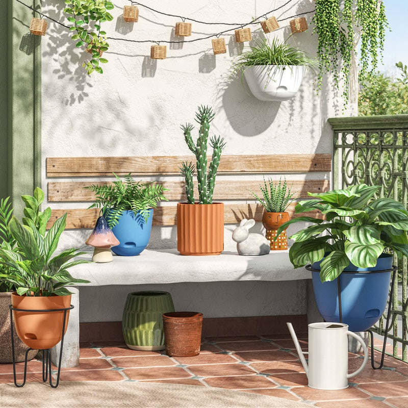 Self-Watering Plastic Indoor Outdoor Planter Pot Quilted Blue 12"x12" - Room Essentials