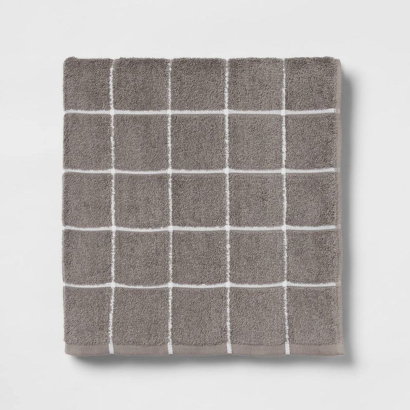 Oversized Grid Everyday Bath Towel Dark Gray - Room Essentials