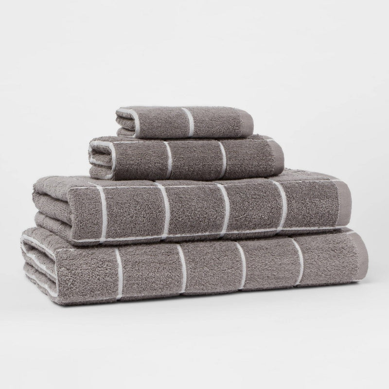 Oversized Grid Everyday Bath Towel Dark Gray - Room Essentials