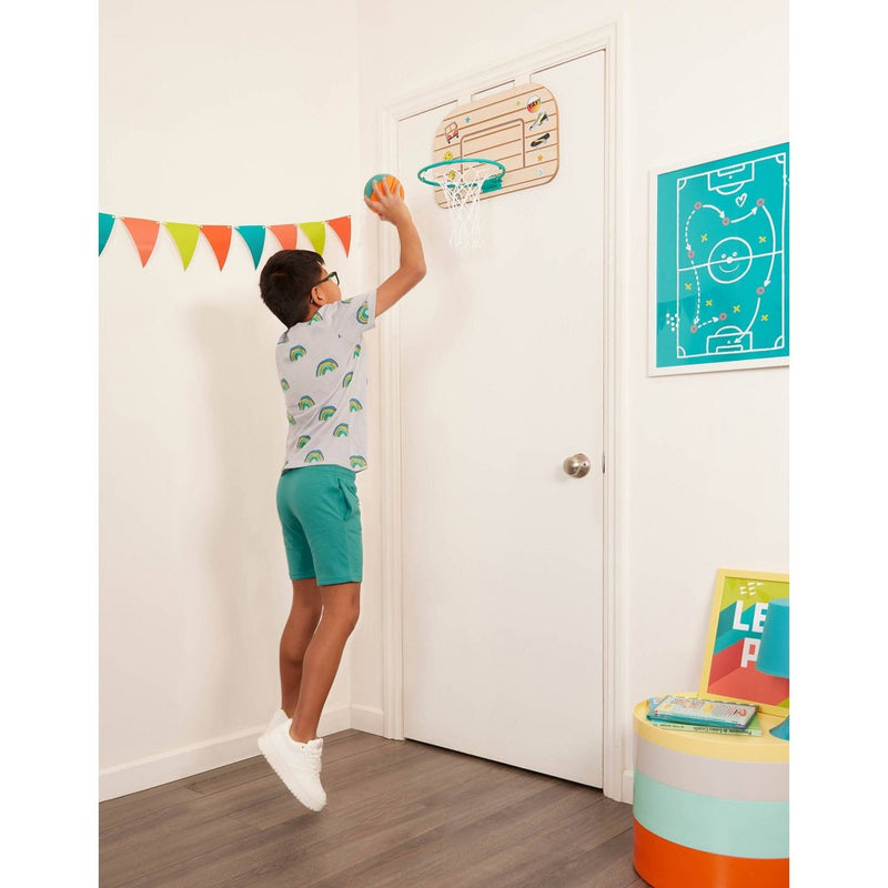 B. sports Over-the-Door Basketball Hoop - Wooden Basketball Set