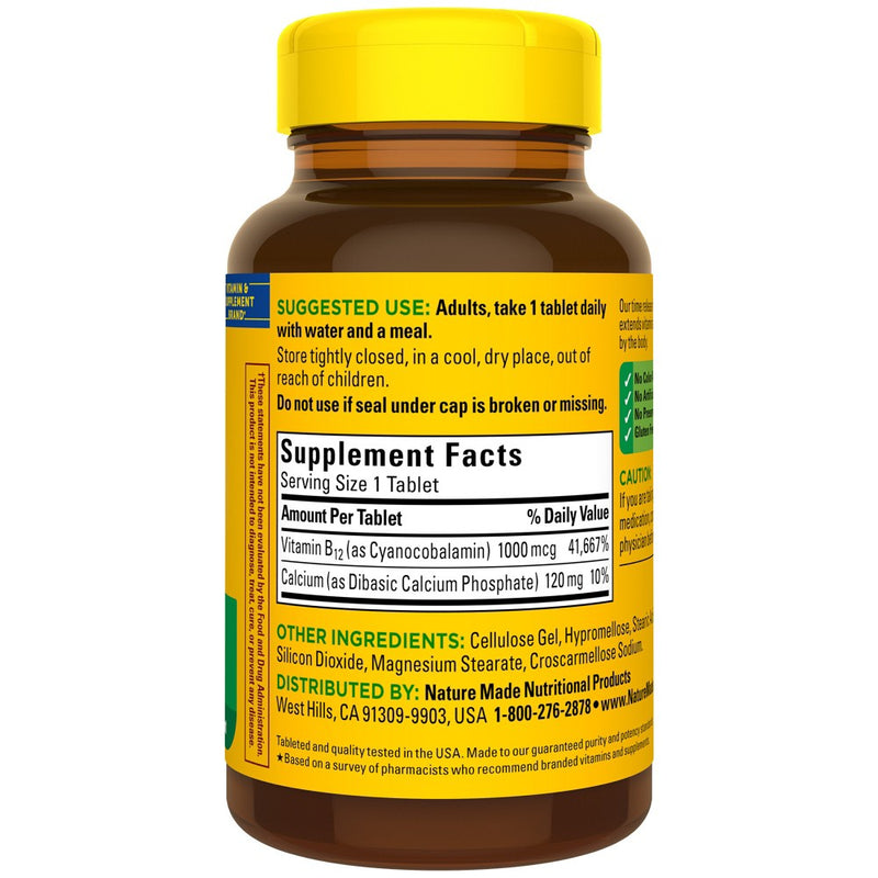 Nature Made Vitamin B12 1000 mcg, Energy Metabolism Support, Vitamin B 12 Time Release Tablets - 160ct