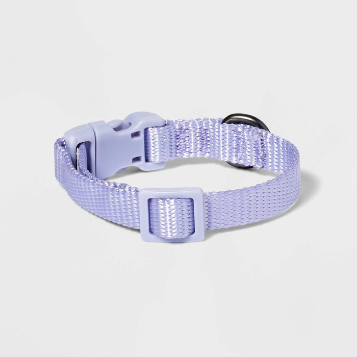 Basic Dog Adjustable Collar with Color Matching Buckle - XS - Lilac - Boots & Barkley