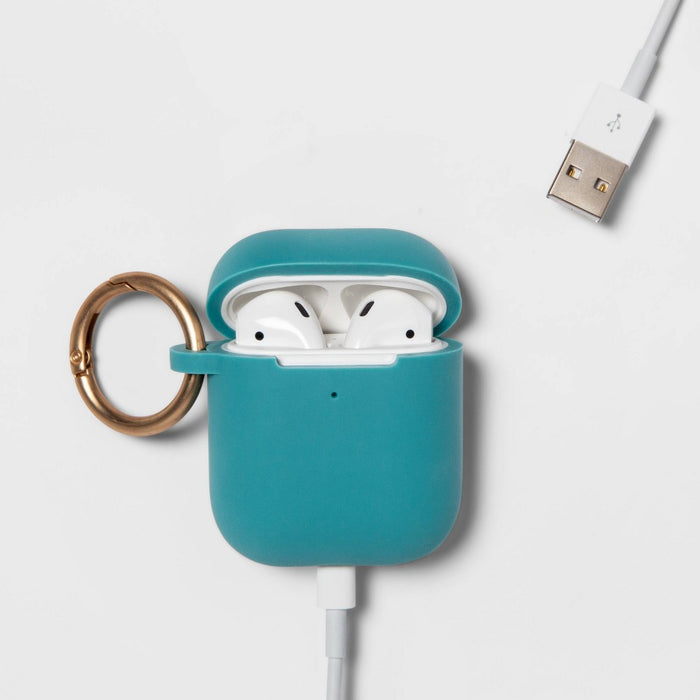 Apple AirPods (1/2 Generation) Silicone Case with Clip - heyday Bright Teal