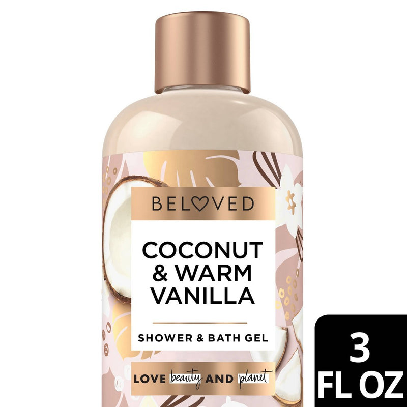 Beloved Mini Shower & Bath Gel - Coconut & Warm Vanilla - Travel Size - 3 fl oz