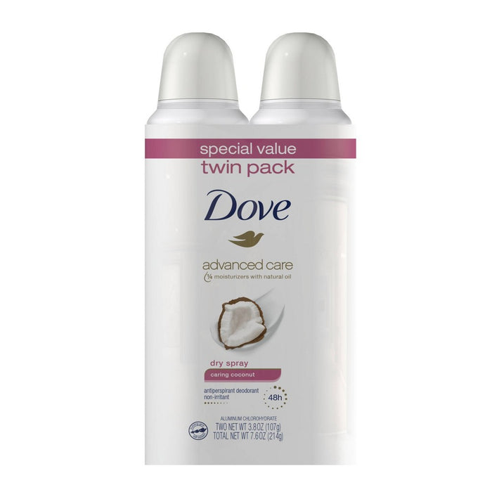 Dove Beauty Caring Coconut Dry Spray Antiperspirant Deodorant - 3.8oz/2ct