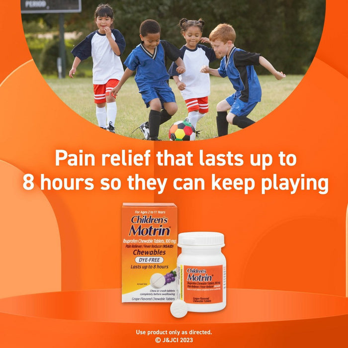 Children's Motrin Dye-Free Pain Reliever and Fever Reducer Ibuprofen (NSAID) ChewableTablets - Grape Flavor - 24ct