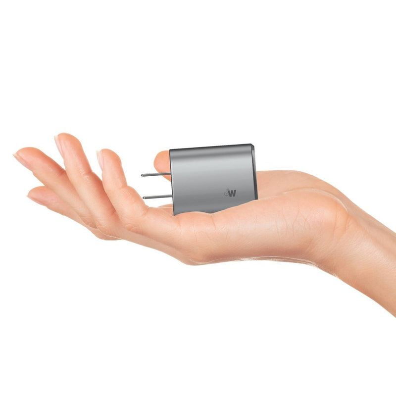 Just Wireless 3.4A/17W 2-Port USB-C/USB-A Home Charger with 6' Mesh Type-C to USB-A Cable - Gray