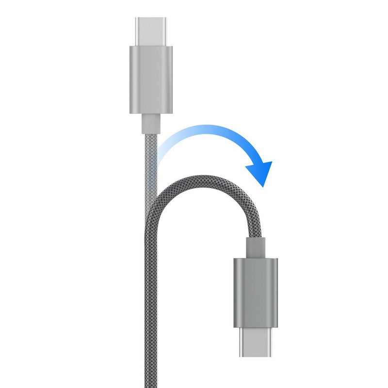 Just Wireless 3.4A/17W 2-Port USB-C/USB-A Home Charger with 6' Mesh Type-C to USB-A Cable - Gray
