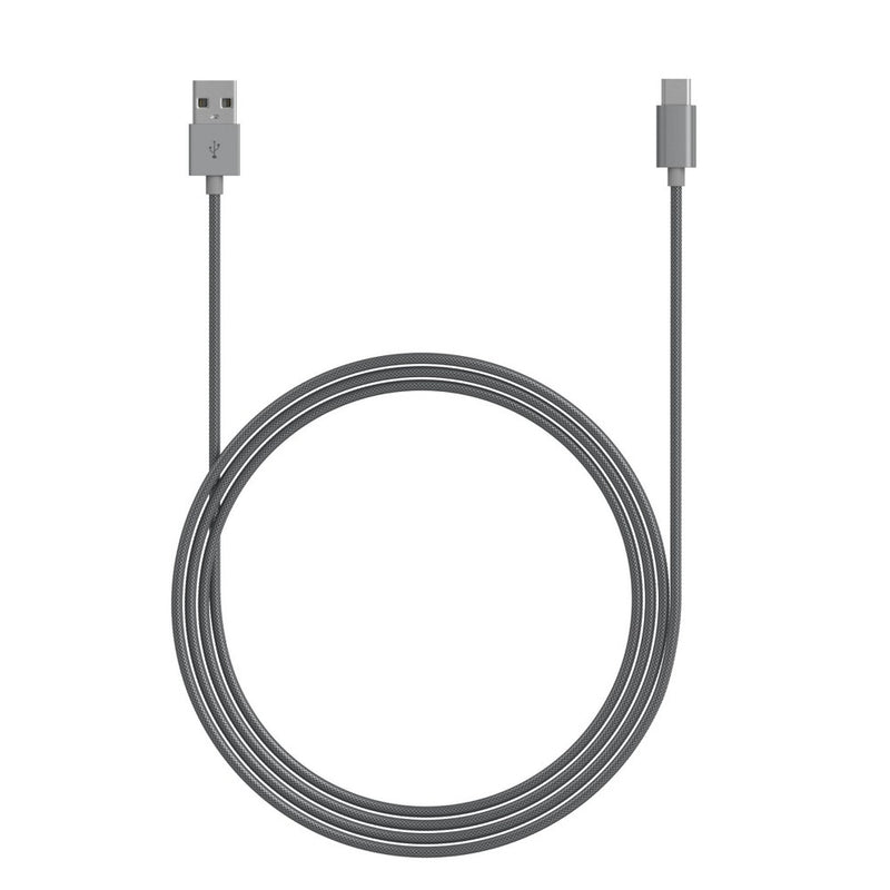Just Wireless 3.4A/17W 2-Port USB-C/USB-A Home Charger with 6' Mesh Type-C to USB-A Cable - Gray