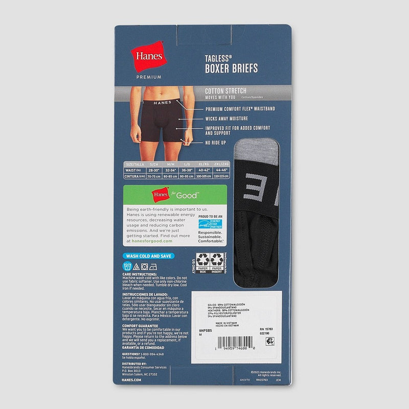 Hanes Premium Men's Boxer Briefs 5pk - Black/Gray XXL