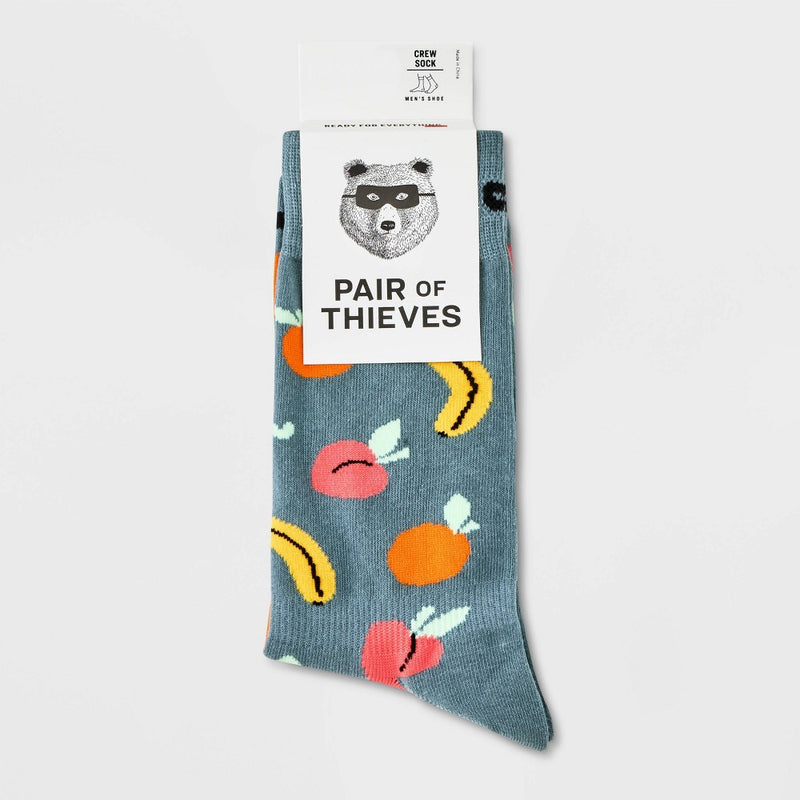 Pair of Thieves Men's Fruits Cushion Crew Socks - Gray 6-12