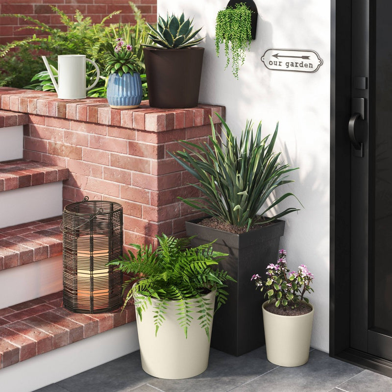 Aesthetic Plastic Indoor Outdoor Planter Pot Sour Cream 12.7"x12.7" - Threshold