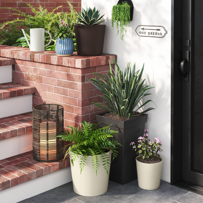 Aesthetic Plastic Indoor Outdoor Planter Pot Sour Cream 12.7"x12.7" - Threshold