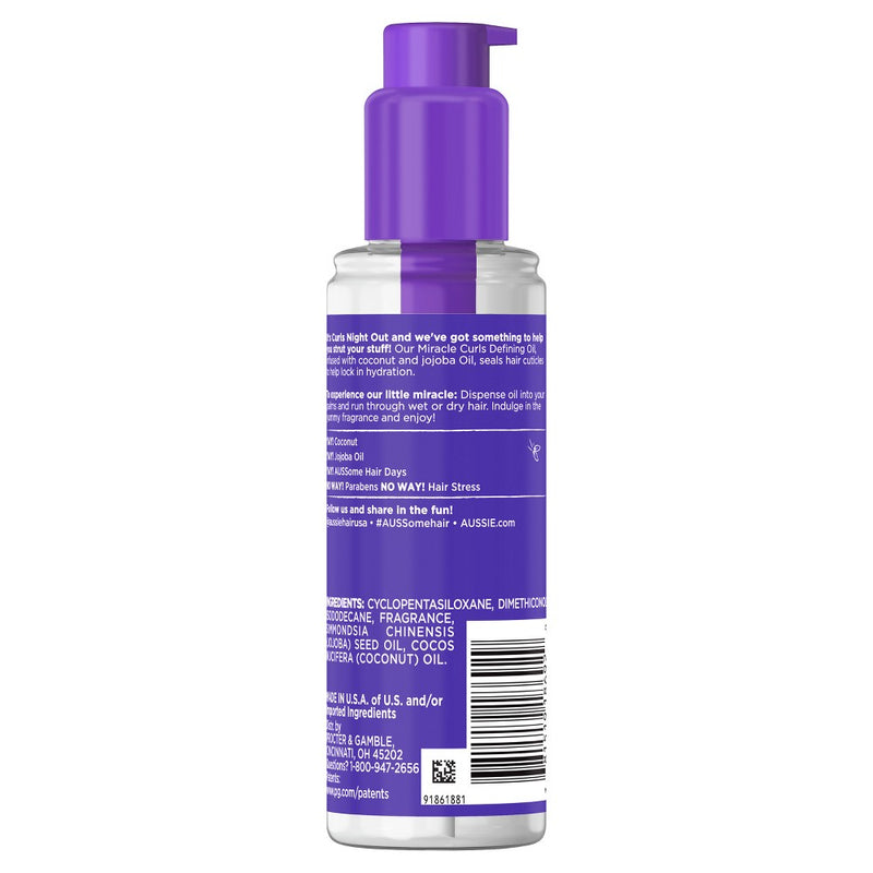Aussie Miracle Curls Curl-Defining Oil Hair Treatment with Jojoba Oil - 3.2 fl oz
