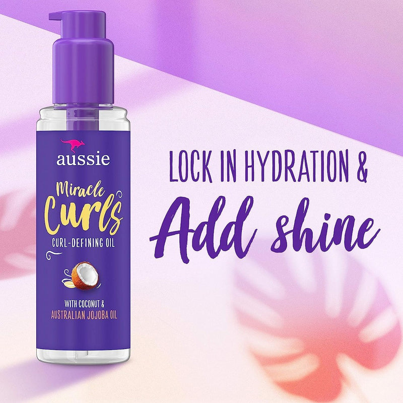 Aussie Miracle Curls Curl-Defining Oil Hair Treatment with Jojoba Oil - 3.2 fl oz