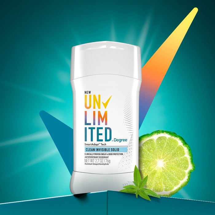 Degree Unlimited Invisible Solid 96-Hour Antiperspirant & Deodorant Stick - Clean - Fruity Scent - 2.7oz