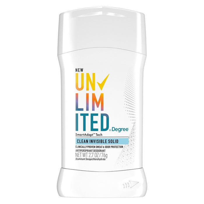 Degree Unlimited Invisible Solid 96-Hour Antiperspirant & Deodorant Stick - Clean - Fruity Scent - 2.7oz