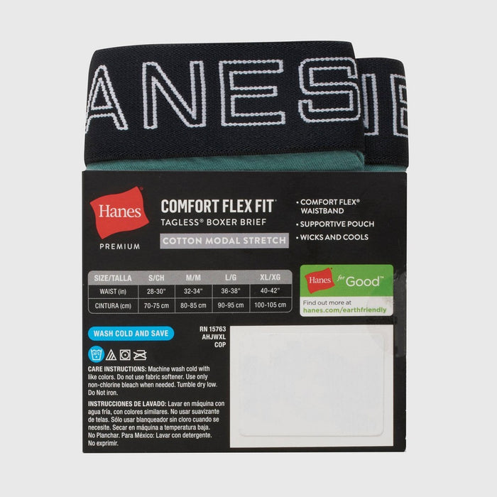 Hanes Originals Premium Men's Cotton Modal Stretch Comfort Flex Fit Boxer Briefs - Green XL