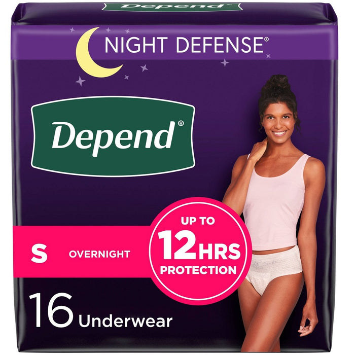 Depend Night Defense Adult Incontinence Underwear for Women - Overnight1 Absorbency - S - Blush - 16ct